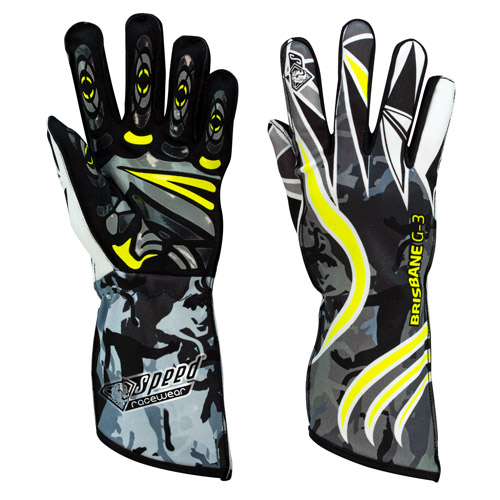 Speed Karthandschuhe | BRISBANE G-3 | schwarz, weiss, neongelb