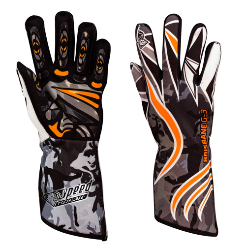 Speed Karthandschuhe | BRISBANE G-3 | schwarz, weiss, neonorange