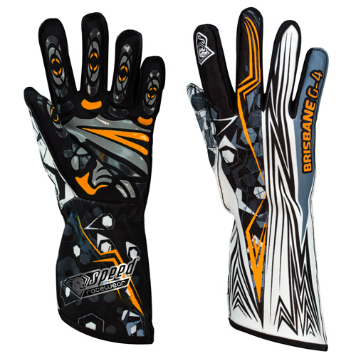 Speed Karthandschuhe | BRISBANE G-4 | schwarz, weiss, neonorange