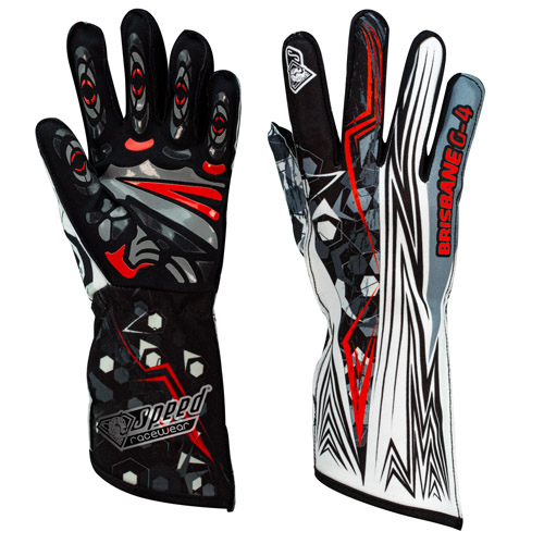 Speed Karthandschuhe | BRISBANE G-4 | schwarz, weiss, rot