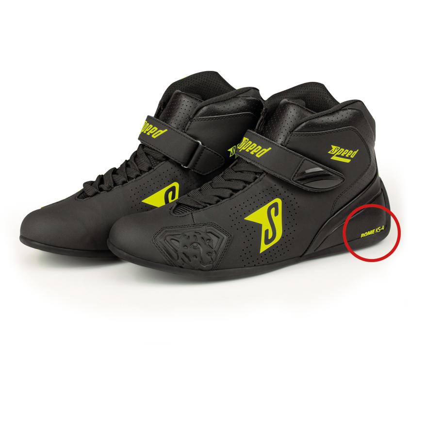 ! Speed Kartschuhe ROME KS-4 | schwarz, neongelb !*SALE*! mit kleinen Logo Fehlern