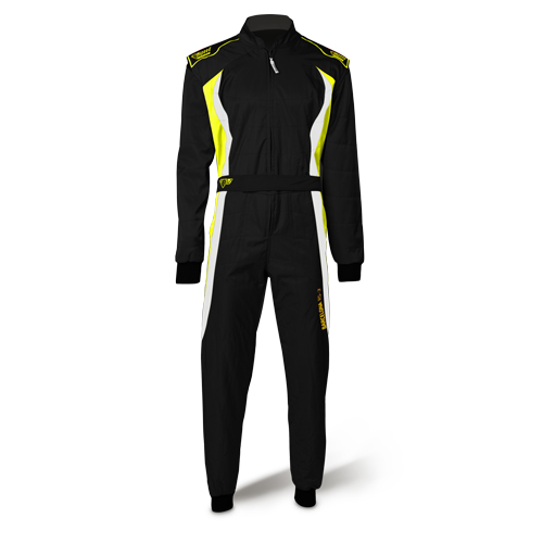 Speed Racing Overall | BARCELONA RS-3 | schwarz,weiß,neongelb Kartoverall Rennoverall 2-lagig !*SALE*!