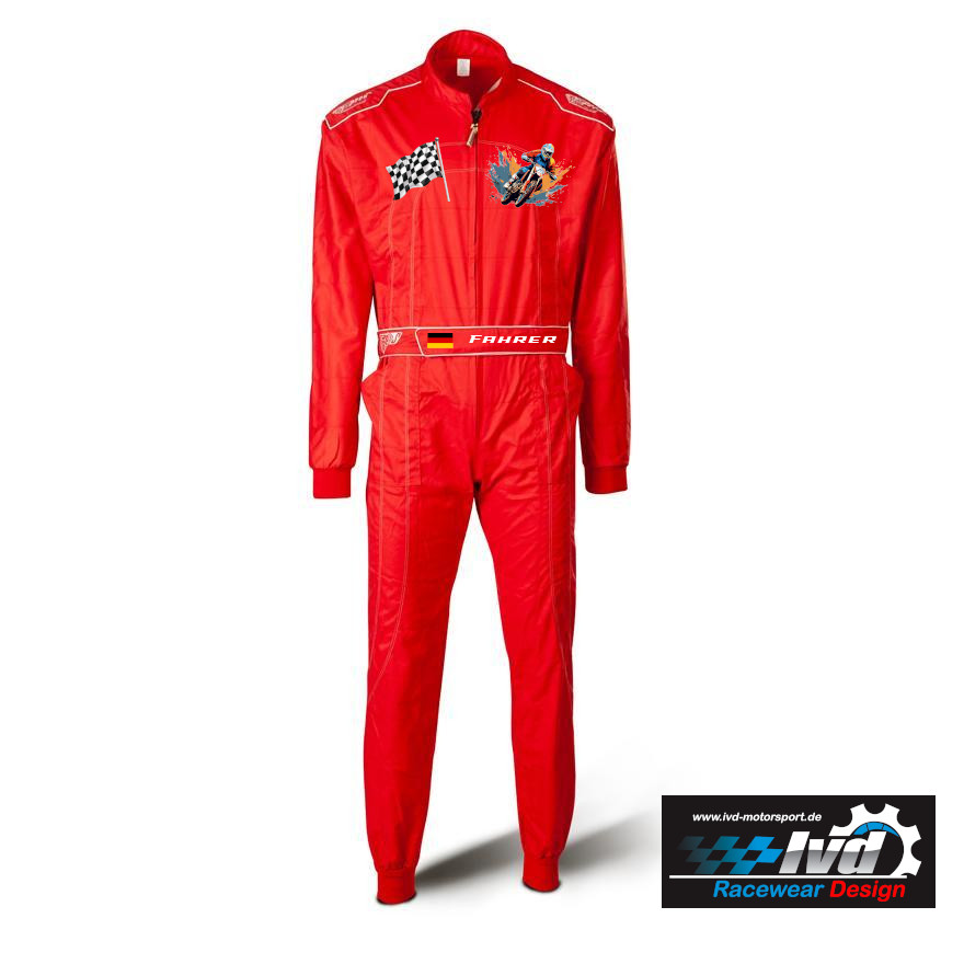 Speed Kartoverall Hobby | DAYTONA HS-1 | rot inkl Digitaldruck