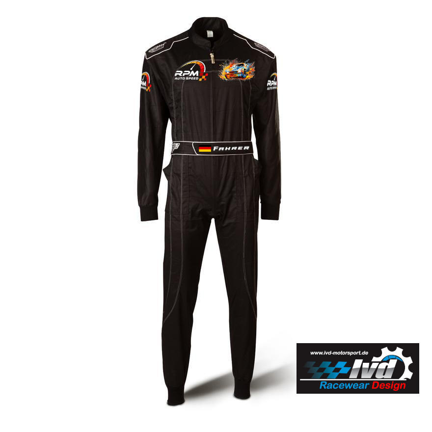 Speed Kartoverall Hobby | DAYTONA HS-1 | schwarz inkl Digitaldruck selber gestalten