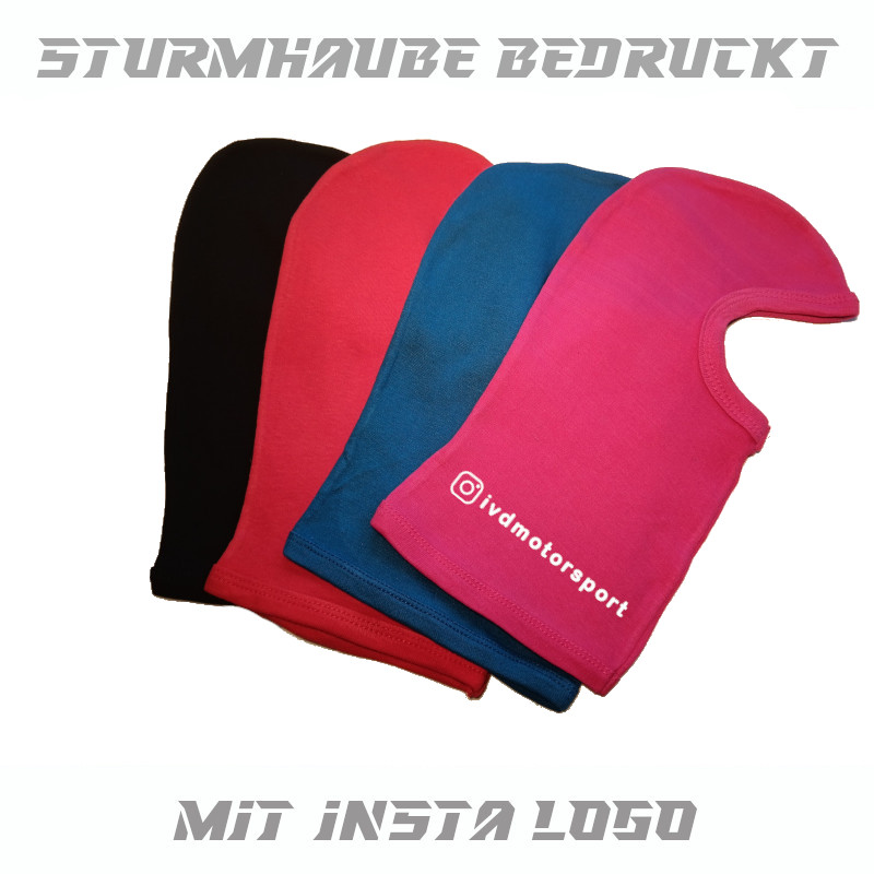 !      Sturmhaube Inkl. Beflockung / Flexdruck DeinName oder DeinTeam - schwarz, rot, blau, weiss oder pink Design Insta