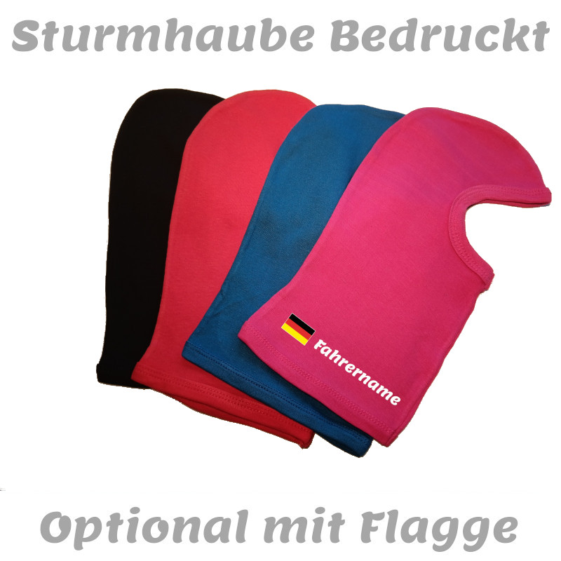 !      Sturmhaube Inkl. Beflockung / Flexdruck DeinName oder DeinTeam - schwarz, rot, blau, weiss oder pink